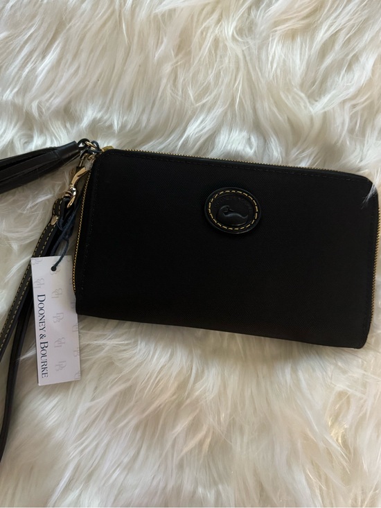 Dooney & Bourke Handbags - Dooney & Bourke Nylon Zip Around Wristlet Wallet in black with gold-tone zipper